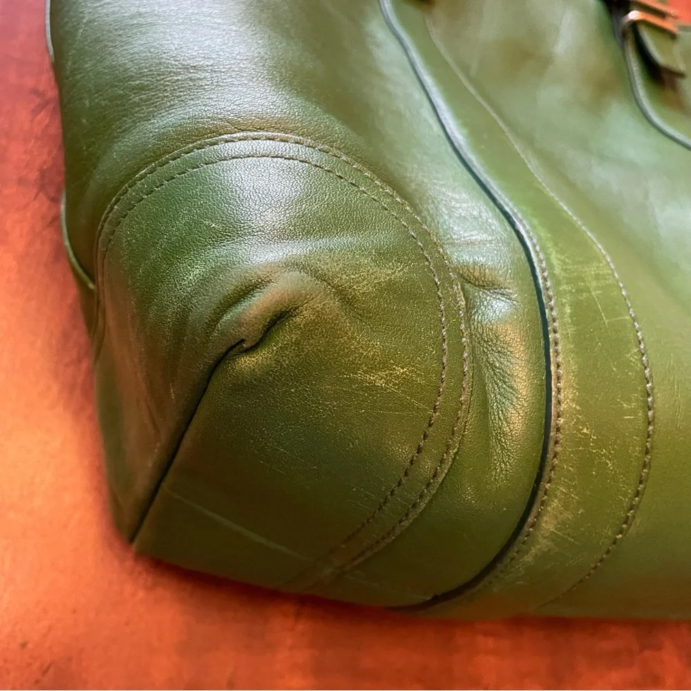 Vintage Coach Hampton Carryall Leather Shoulder Bag - Green - Picture 4 of 13